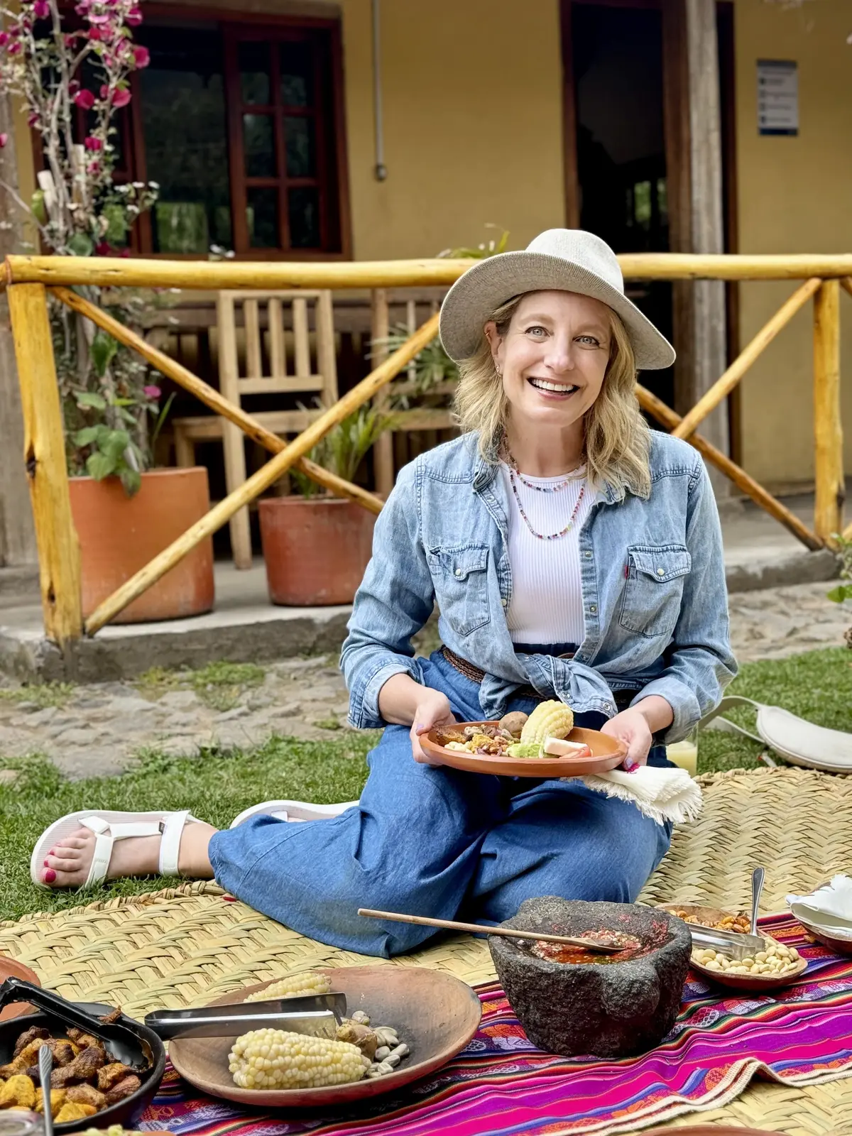 Julie Hartigan enjoying a picnic in Ecuador